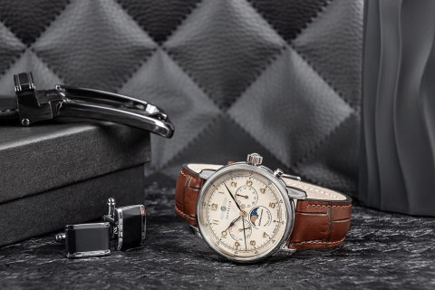 Zegarek Męski ZEPPELIN LZ121 Mediterranee Moonphase 9636-5 + BOX