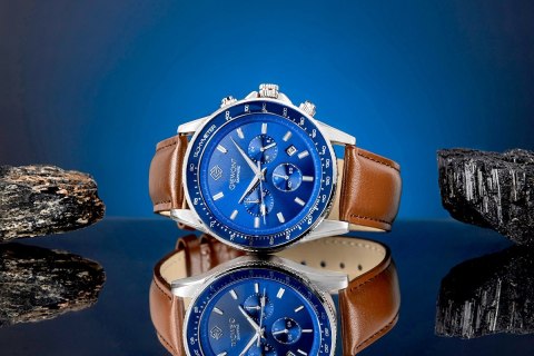 Zegarek Męski Giewont Chronograph Sapphire Brązowo Niebieski GW3520-A5