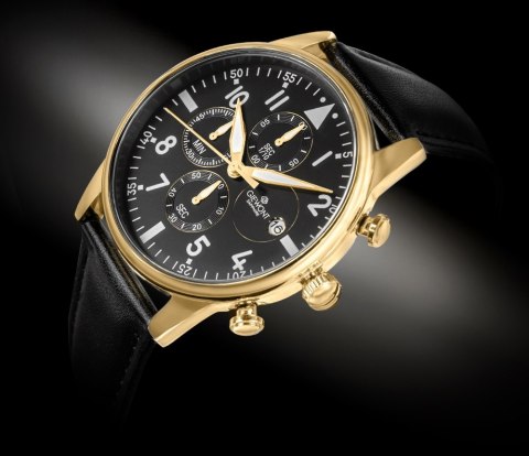 Zegarek Męski Giewont Chronograph Sapphire Czarno Złoty GW5630-A4