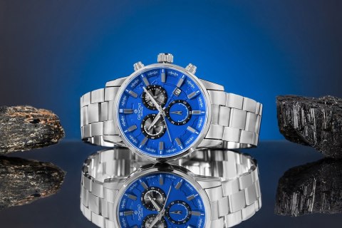 Zegarek Męski Giewont Chronograph Sapphire Srebrno Niebieski GW4580-B3
