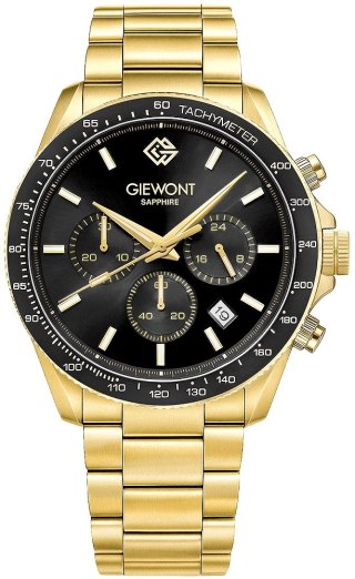 Zegarek Męski Giewont Chronograph Sapphire Złoto Czarny GW3520-B4