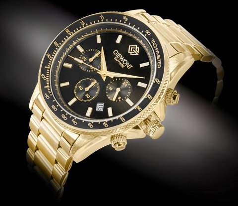 Zegarek Męski Giewont Chronograph Sapphire Złoto Czarny GW3520-B4