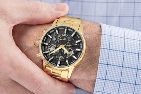 Zegarek Męski Giewont Chronograph Sapphire Złoto Czarny GW4580-B4