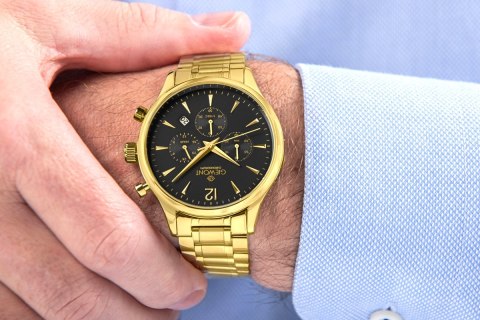 Zegarek Męski Giewont Chronograph Sapphire Złoto Czarny GW6310-B4