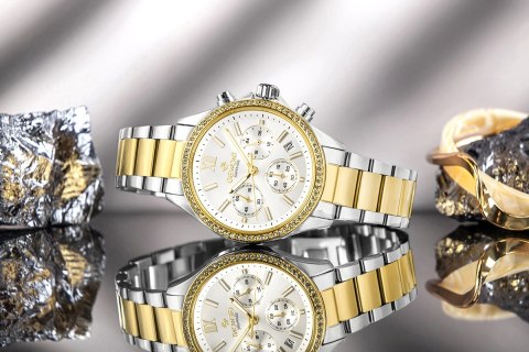 Zegarek Damski Giewont Sapphire Srebrno Złoty GW3670-B4