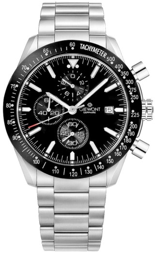 Zegarek Męski Giewont Chronograph Sapphire Srebrno Czarny GW8720-B2