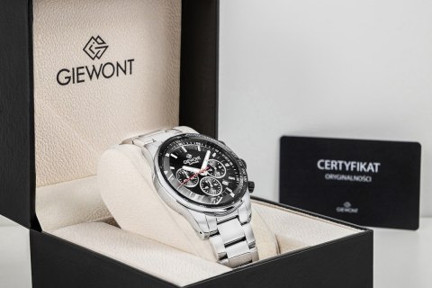 Zegarek Męski Giewont Chronograph Sapphire Srebrno Czarny GW9140-B1
