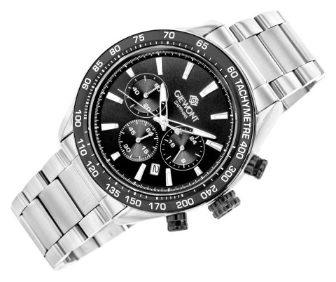 Zegarek Męski Giewont Chronograph Sapphire Srebrno Czarny GW9580-B1