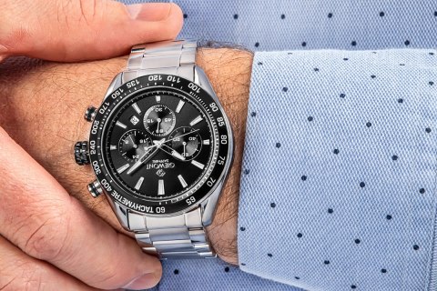 Zegarek Męski Giewont Chronograph Sapphire Srebrno Czarny GW9580-B1