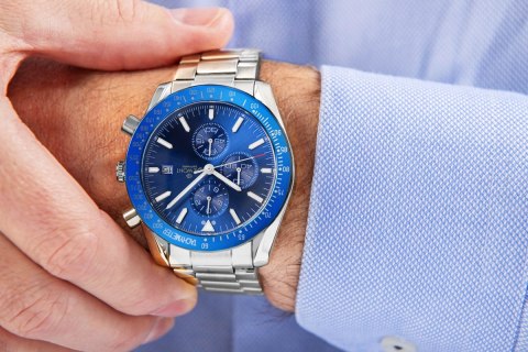 Zegarek Męski Giewont Chronograph Sapphire Srebrno Niebieski GW8720-B3