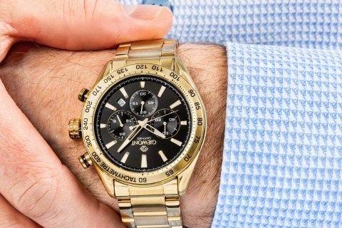 Zegarek Męski Giewont Chronograph Sapphire Złoto Czarny GW9580-B4